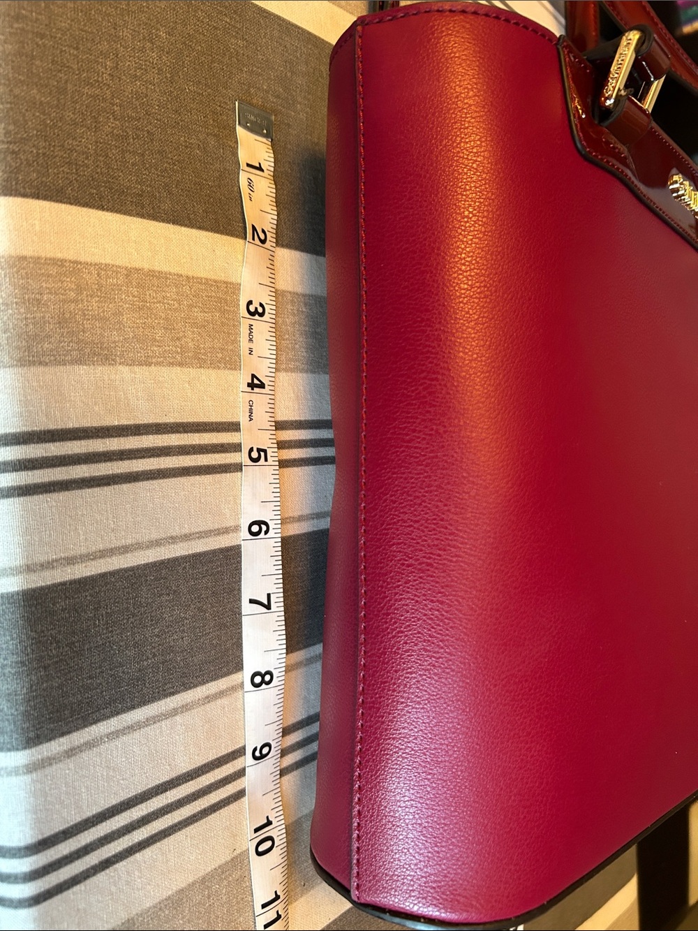 Calvin Klein Cherry Red Patent-Trim Tote - Picture 7 of 7